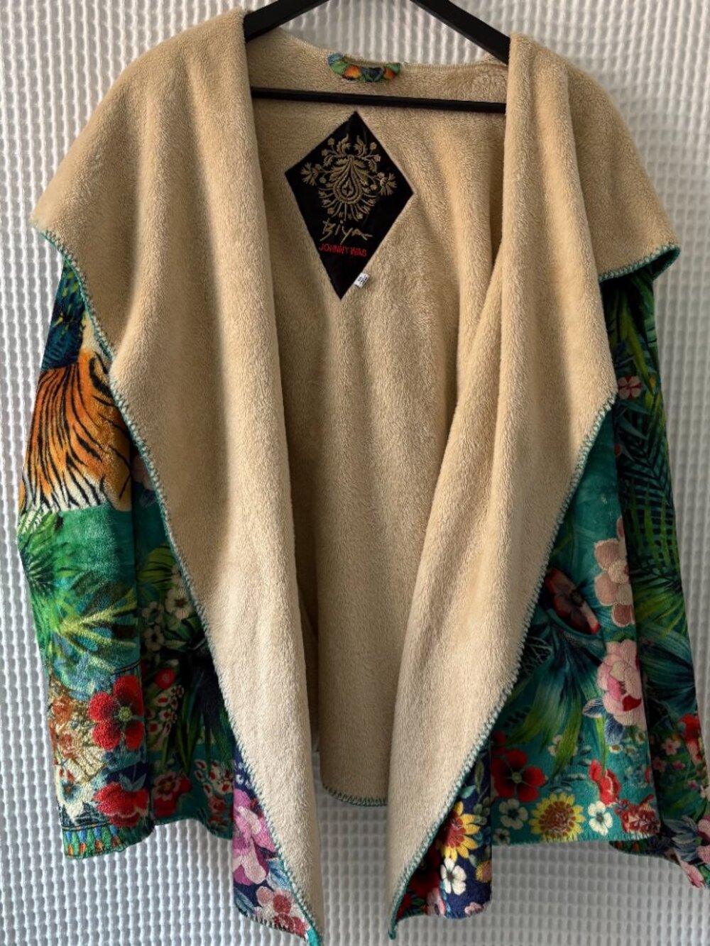 Johnny Was Tigres Sherpa hooded jacket pockets soft cozy floral tiger womens XXL - Picture 9 of 9